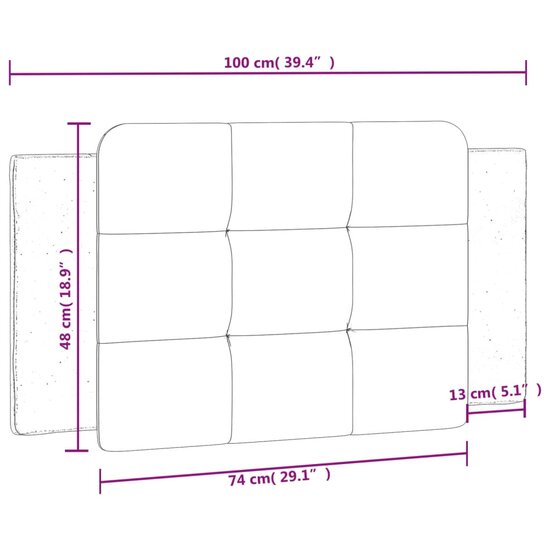 Hoofdbordkussen Kunstleer 100 cm Wit en zwart