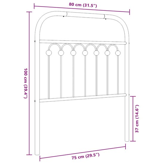 Hoofdbord Metaal 75 cm Wit