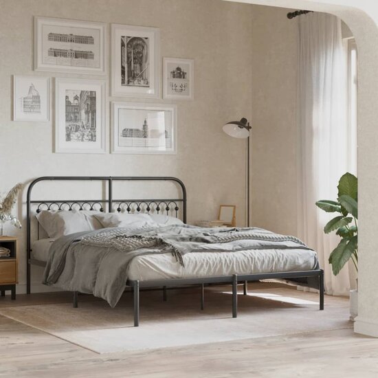 Hoofdbord Metaal 160 cm Zwart