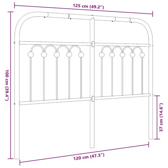 Hoofdbord Metaal 120 cm Wit
