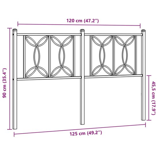 Hoofdbord Metaal 120 cm Wit