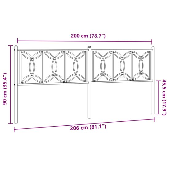 Hoofdbord Metaal 200 cm Wit