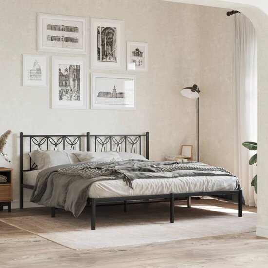 Hoofdbord Metaal 180 cm Zwart