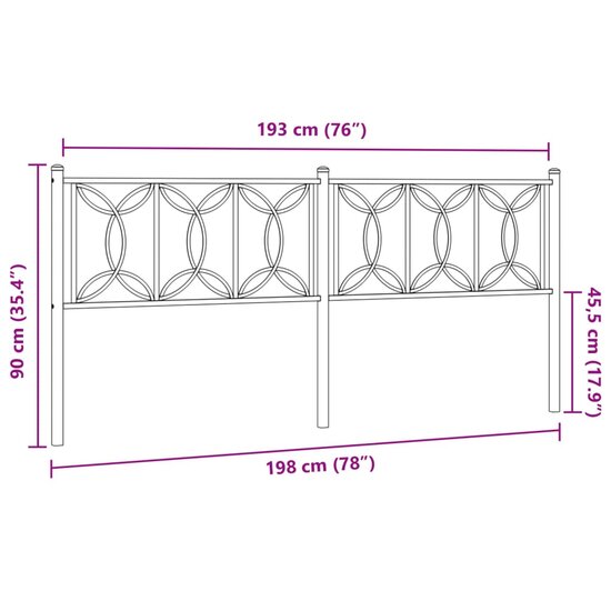 Hoofdbord Metaal 193 cm Wit
