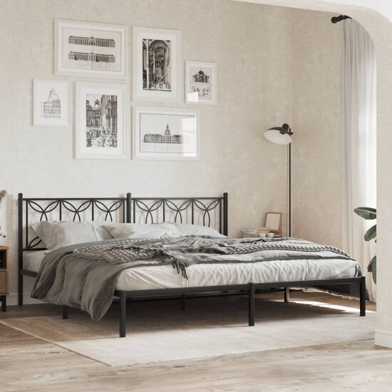 Hoofdbord Metaal 193 cm Zwart