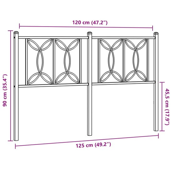 Hoofdbord Metaal 120 cm Zwart