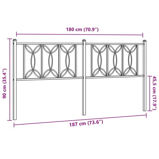Hoofdbord Metaal 180 cm Wit