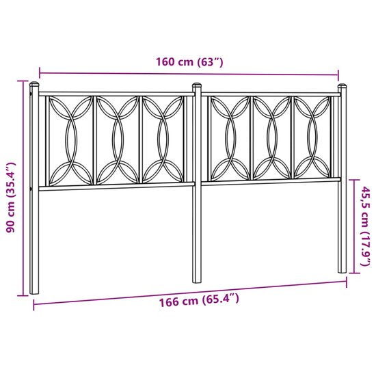 Hoofdbord 160 cm metaal wit