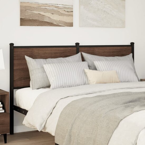 Hoofdbord Bewerkt Hout En Staal Ig 135 cm bruin eikenkleur