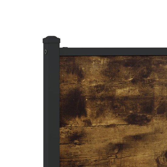 Hoofdbord 90 cm bewerkt hout en staal gerookt eikenkleurig
