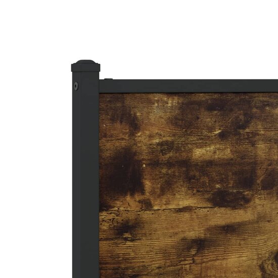 Hoofdbord 107 cm bewerkt hout en staal gerookt eikenkleurig