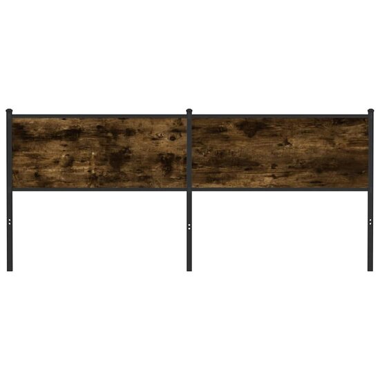 Hoofdbord 190 cm bewerkt hout en staal gerookt eikenkleurig