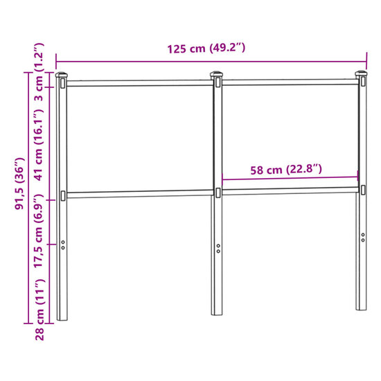 Hoofdbord Bewerkt Hout En Staal Kleurig 120 cm Gerookt eiken