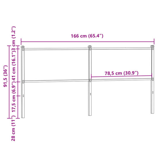 Hoofdbord Bewerkt Hout En Staal Kleurig 160 cm Gerookt eiken