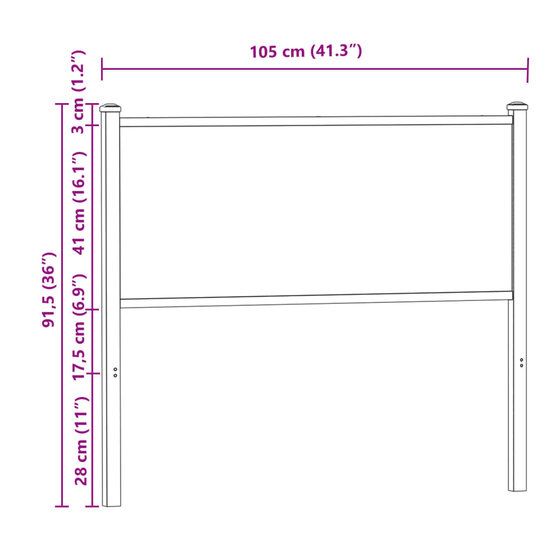 Hoofdbord Bewerkt Hout En Staal Ig 100 cm bruin eikenkleur