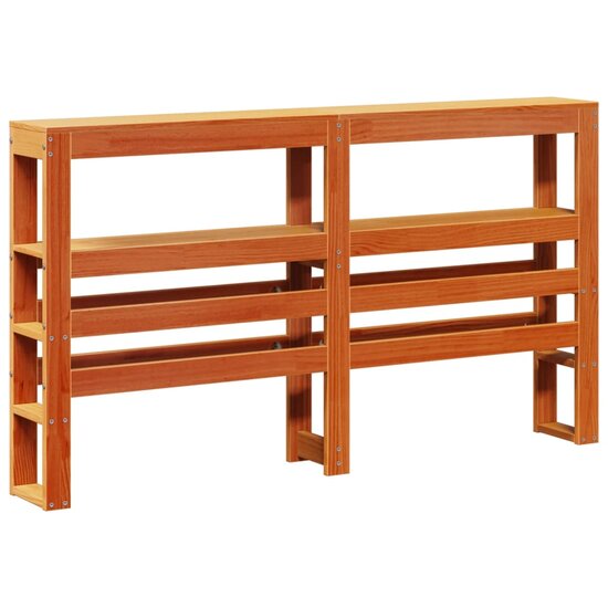 Hoofdbord Met Schappen 120 Cm Massief Grenenhout 126 x 19 x 82 cm Wasbruin