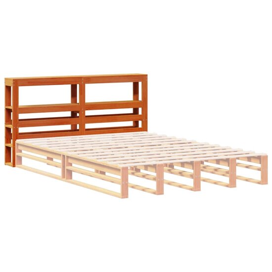 Hoofdbord Met Schappen 120 Cm Massief Grenenhout 126 x 19 x 82 cm Wasbruin