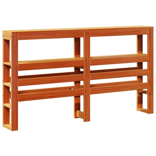 Hoofdbord Met Schappen 120 Cm Massief Grenenhout 126 x 19 x 82 cm Wasbruin