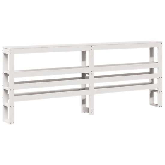 Hoofdbord Met Schappen 200 Cm Massief Grenenhout 206 x 19 x 82 cm Wit