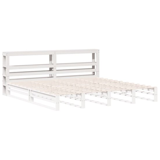 Hoofdbord Met Schappen 200 Cm Massief Grenenhout 206 x 19 x 82 cm Wit