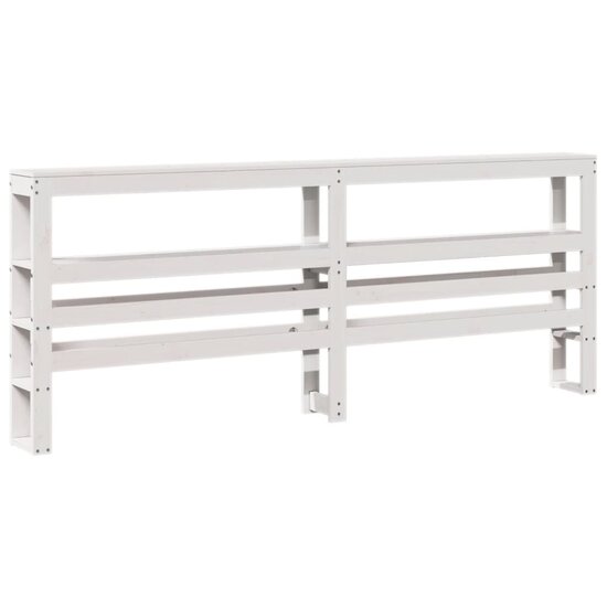 Hoofdbord Met Schappen 200 Cm Massief Grenenhout 206 x 19 x 82 cm Wit