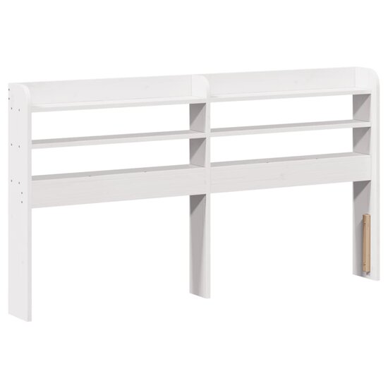 Hoofdbord Met Schappen 150 Cm Massief Grenenhout 160 x 16 x 82 cm Wit