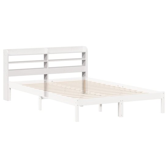 Hoofdbord Met Schappen 150 Cm Massief Grenenhout 160 x 16 x 82 cm Wit