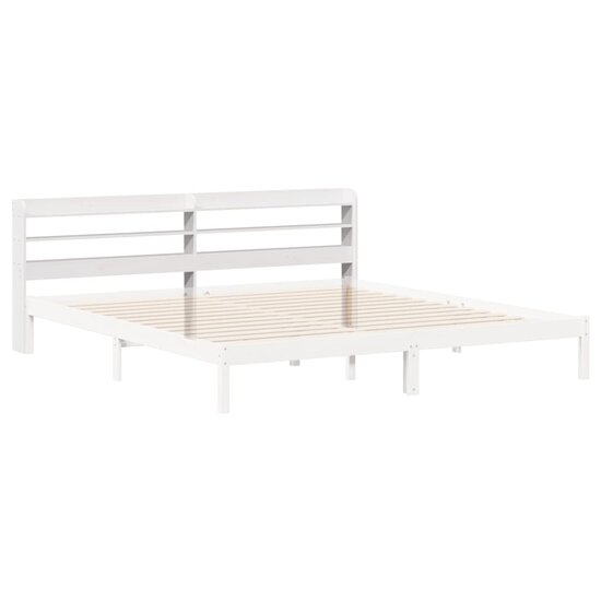 Hoofdbord met schappen 200 cm massief grenenhout wit
