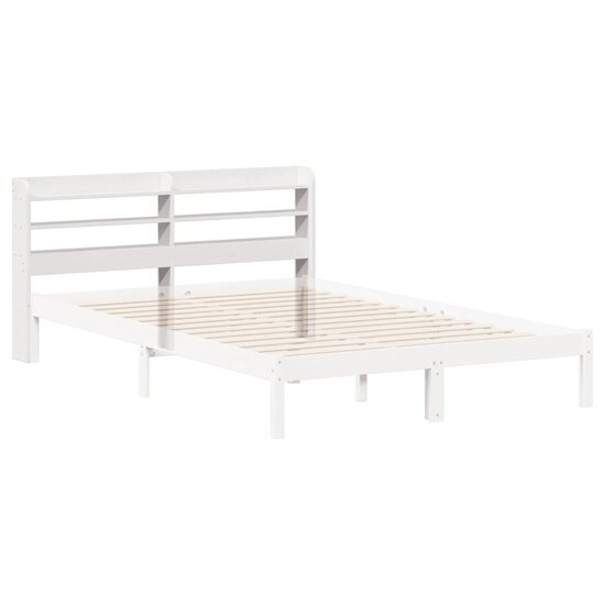 Hoofdbord Met Schappen 135 Cm Massief Grenenhout 145 x 16 x 82 cm Wit
