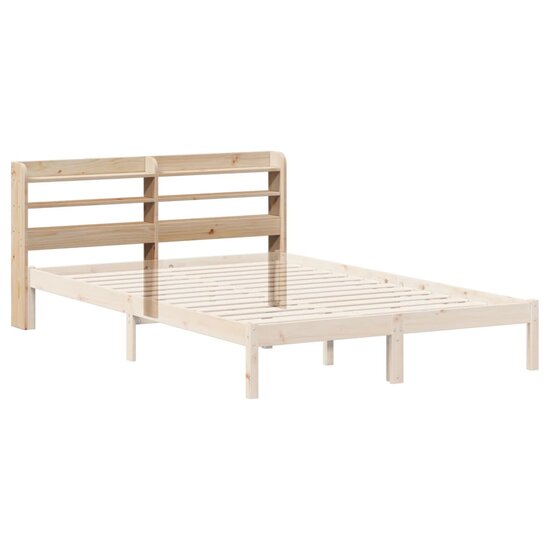 Hoofdbord Met Schappen 120 Cm Massief Grenenhout 130 x 16 x 82 cm Naturel