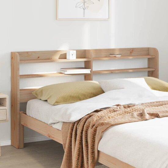 Hoofdbord Met Schappen 135 Cm Massief Grenenhout 145 x 16 x 82 cm Naturel