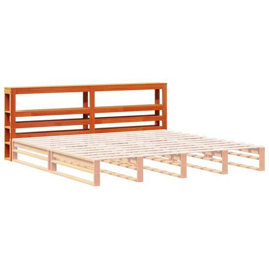 Hoofdbord met schappen 180 cm massief grenenhout wasbruin