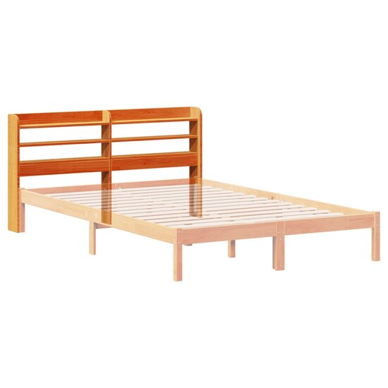 Hoofdbord met schappen 120 cm massief grenenhout wasbruin