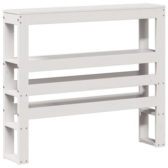 Hoofdbord met schappen 100 cm massief grenenhout wit