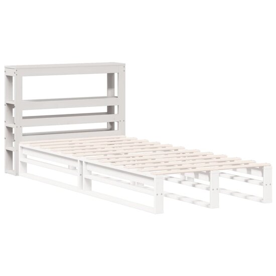 Hoofdbord met schappen 100 cm massief grenenhout wit