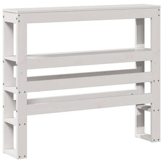 Hoofdbord met schappen 100 cm massief grenenhout wit