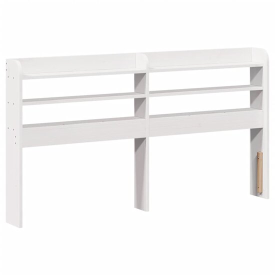 Hoofdbord met schappen 160 cm massief grenenhout wit