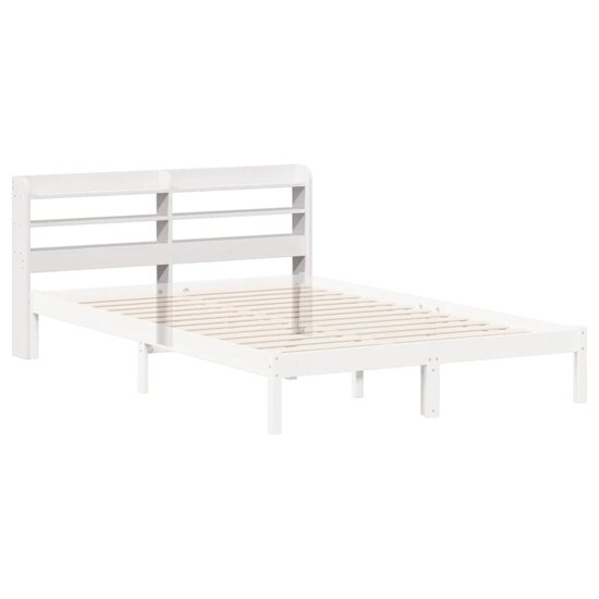 Hoofdbord met schappen 160 cm massief grenenhout wit