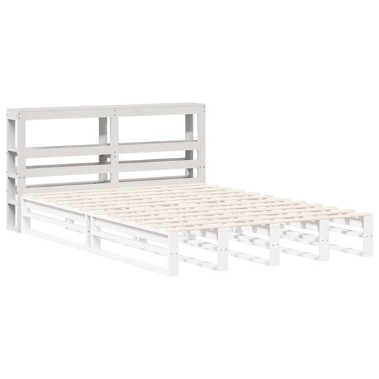 Hoofdbord Met Schappen 135 Cm Massief Grenenhout 141 x 19 x 82 cm Wit
