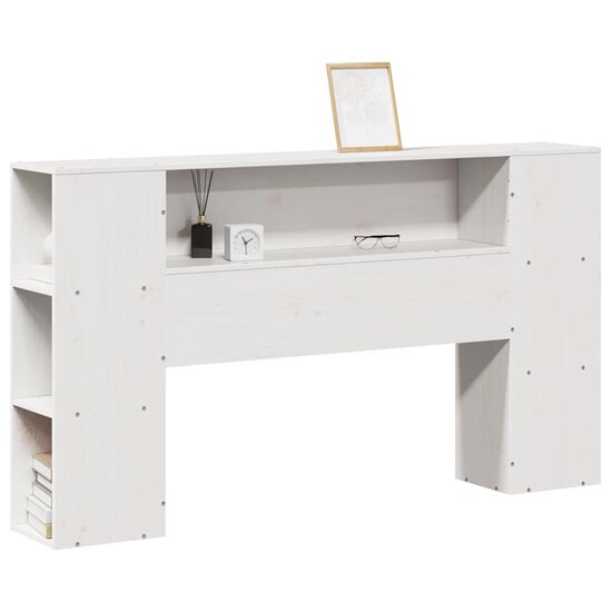 Hoofdbord met opbergruimte 150 cm massief grenenhout wit