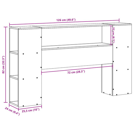 Hoofdbord Met Opbergruimte Massief Grenenhout 120 cm Wasbruin
