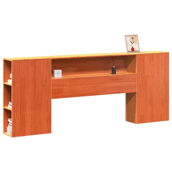 Hoofdbord met opbergruimte 180 cm massief grenenhout wasbruin