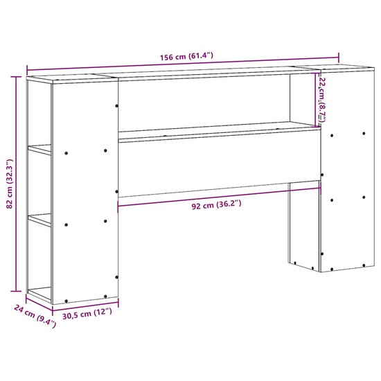 Hoofdbord Met Opbergruimte Massief Grenenhout 150 cm Wasbruin