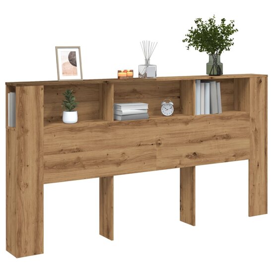 Hoofdbordkast 200X18,5X102,5 Cm Bewerkt Hout Artisanaal Eiken artisanaal eikenkleurig