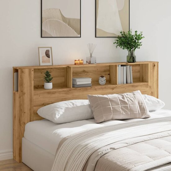 Hoofdbordkast 200X18,5X102,5 Cm Bewerkt Hout Artisanaal Eiken artisanaal eikenkleurig