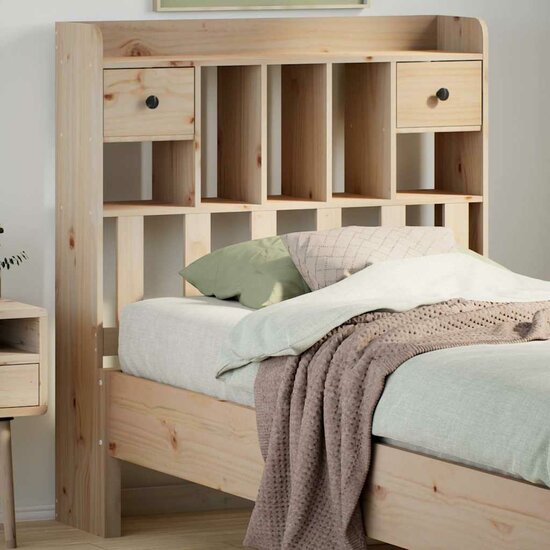 Hoofdbord Met Opbergruimte Massief Grenenhout 90 cm Naturel