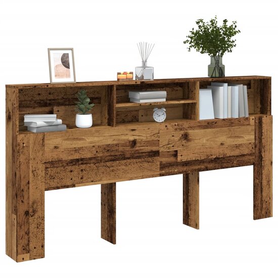 Hoofdbordkast 200X19X103,5 Cm Bewerkt Hout Kleurig 200 x 19 x 103.5 cm Oud hout