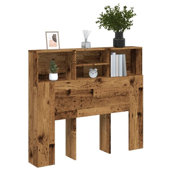 Hoofdbordkast 120X19X103,5 Cm Bewerkt Hout Kleurig 120 x 19 x 103.5 cm Oud hout