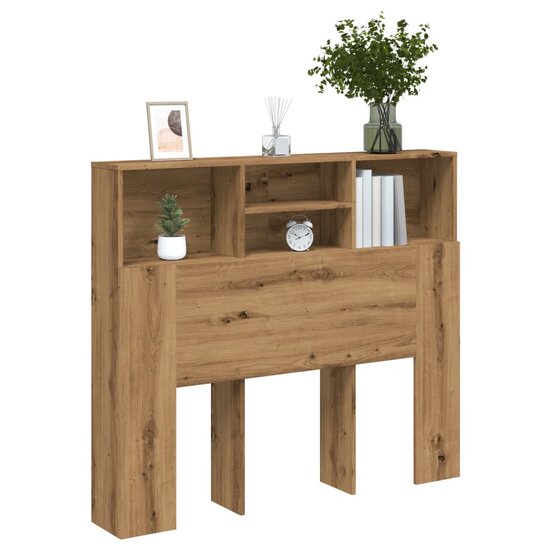Hoofdbordkast 120X19X103,5 Cm Bewerkt Hout Artisanaal Eiken 120 x 19 x 103.5 cm artisanaal eikenkleurig