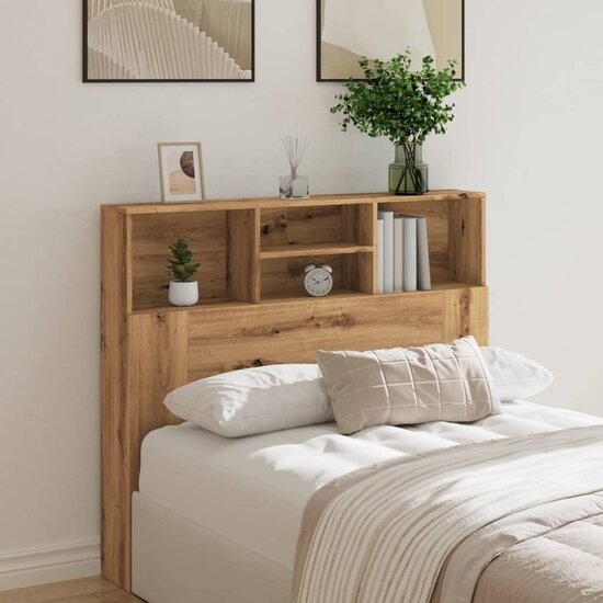 Hoofdbordkast 120X19X103,5 Cm Bewerkt Hout Artisanaal Eiken 120 x 19 x 103.5 cm artisanaal eikenkleurig